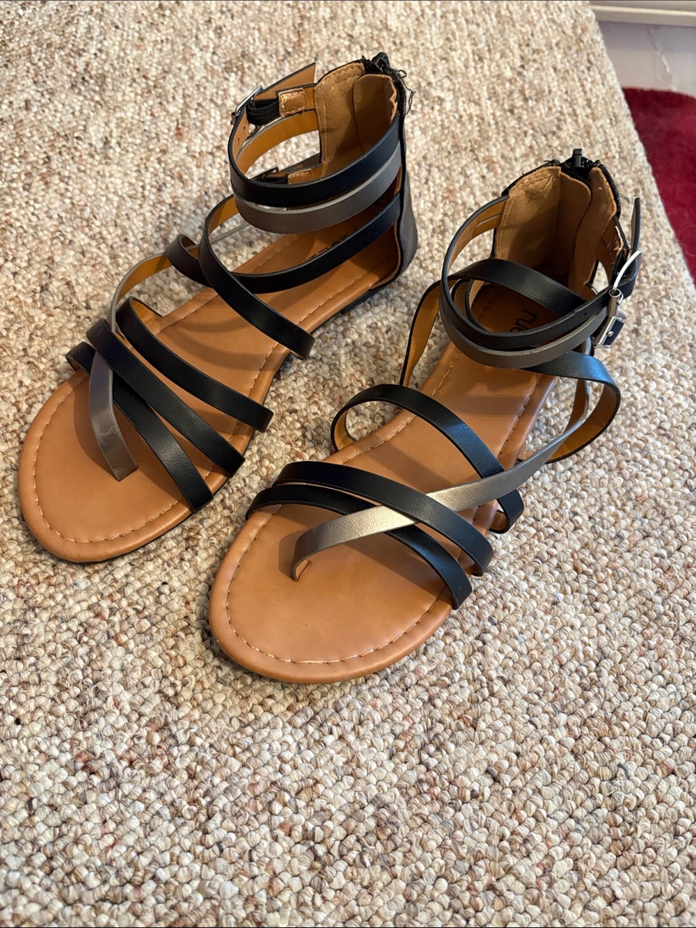 Rue21 Black and Tan Multi-Strap Gladiator Sandals